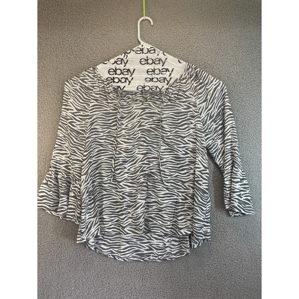 Como Blu Peasant Blouse Zebra Size Large